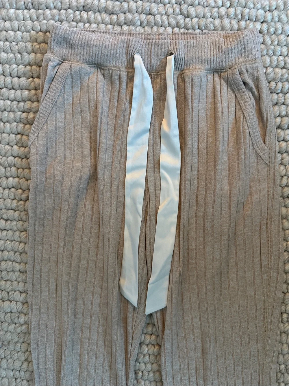 Abercrombie & Fitch Cozy Sleep Joggers Oatmeal Ribbed Size S